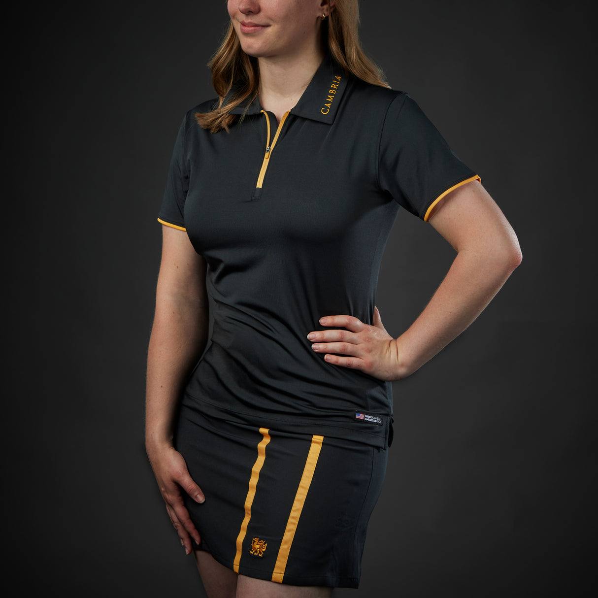 Women's Cambria Black Polo SS Zip