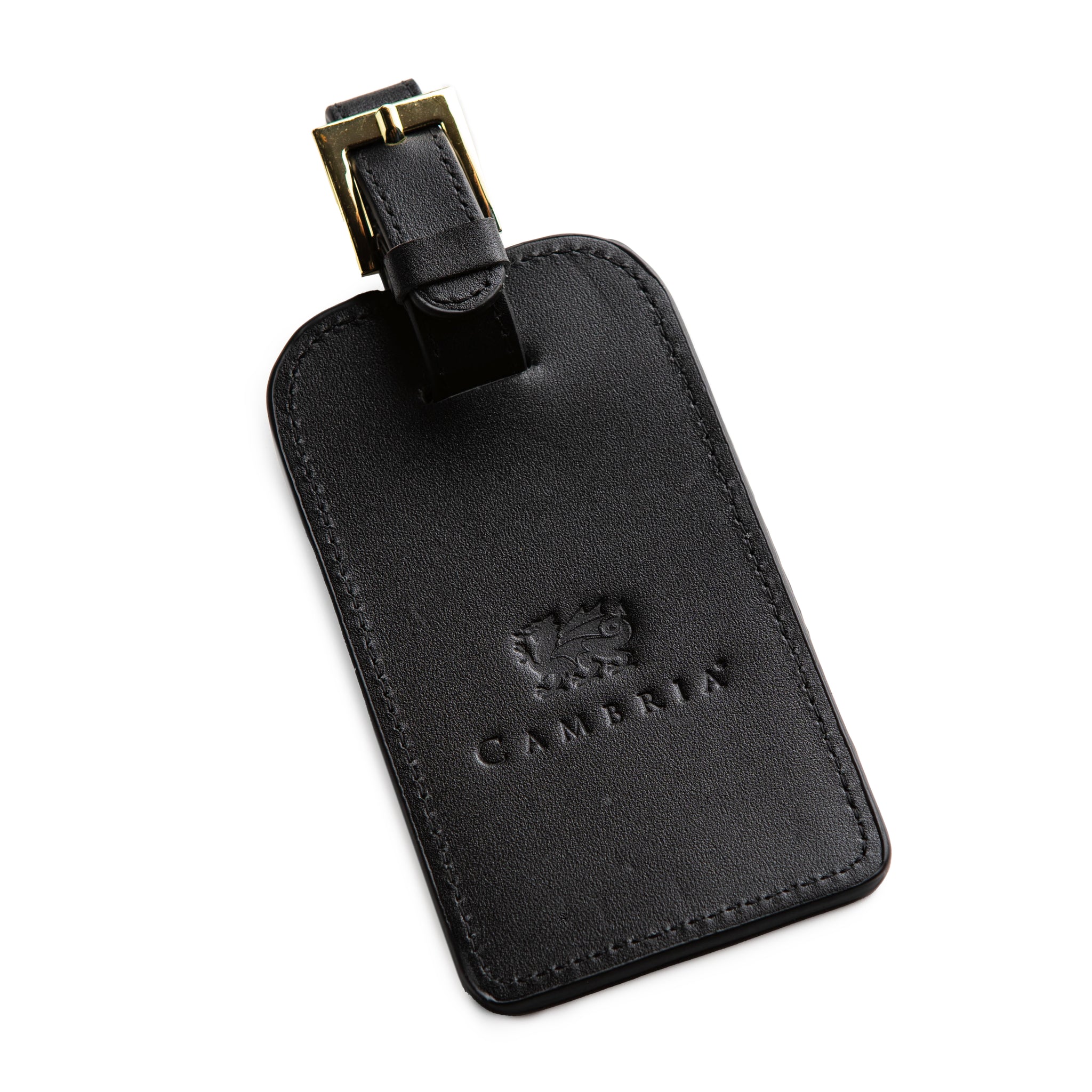 Black leather luggage tag online