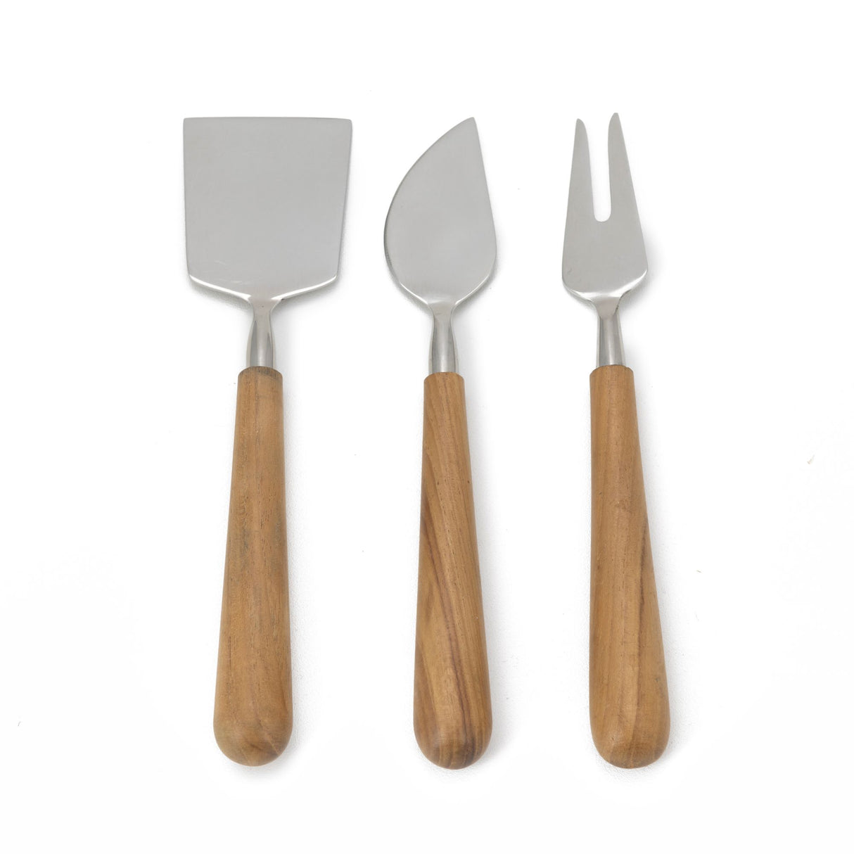 Teak and Stainless Cheese Set